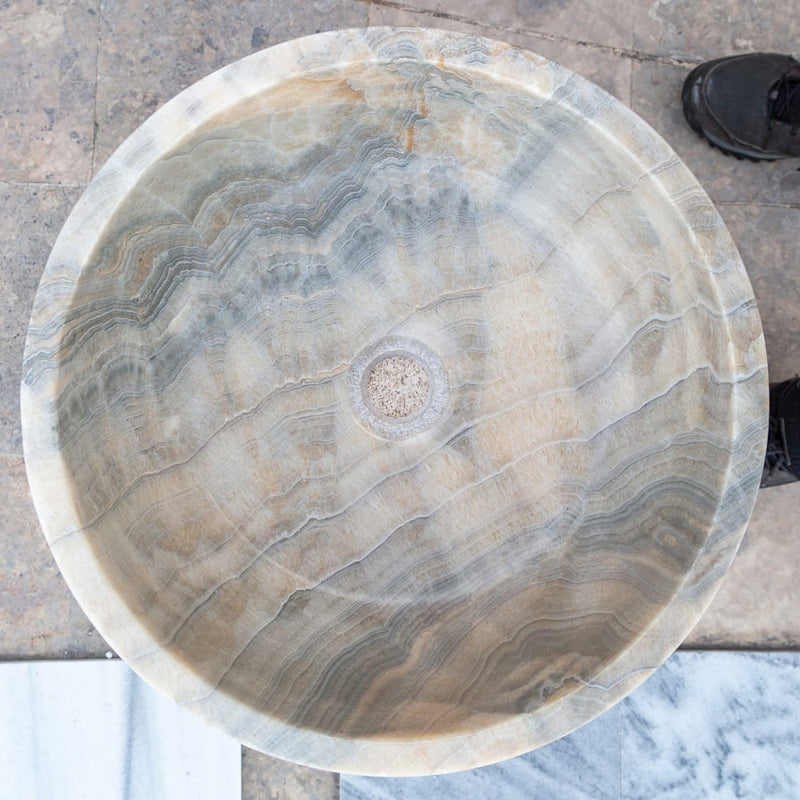 Bubble gray Onyx translucent vessel sink top view