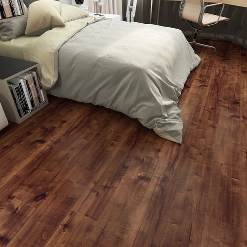 Laminate Hardwood 7.75" Wide, 48" RL, 12mm Thick Smooth Fortuna Casa Borneo Floors - Mazzia Collection product shot bedroom view 2