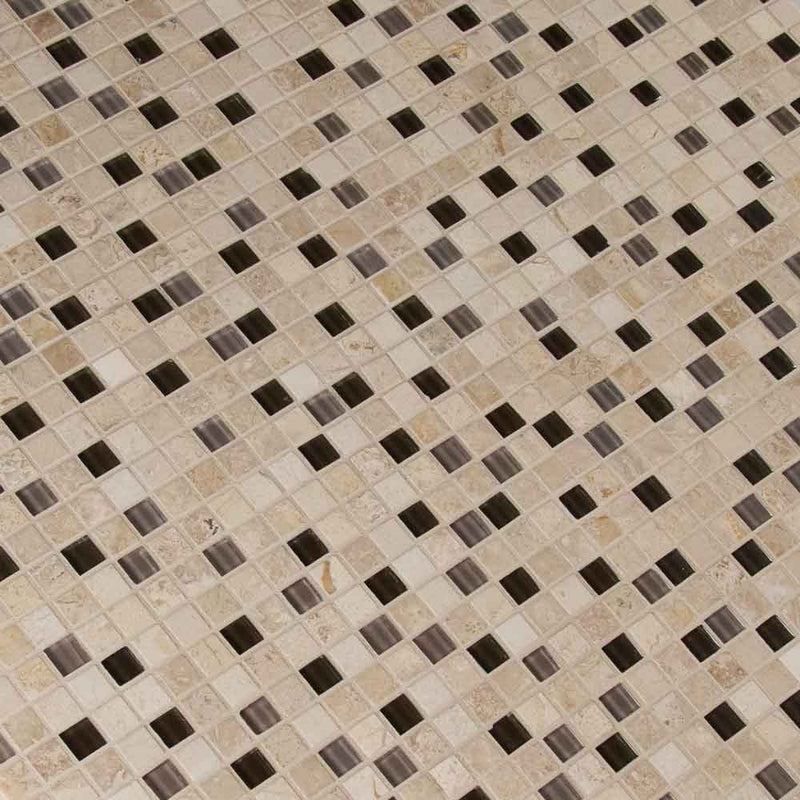 Cafe Noce Glass Stone Blend 0.625x0.625x8mm Mosaic MSI Collection THDW3-SH-CN-8MM product shot angle view