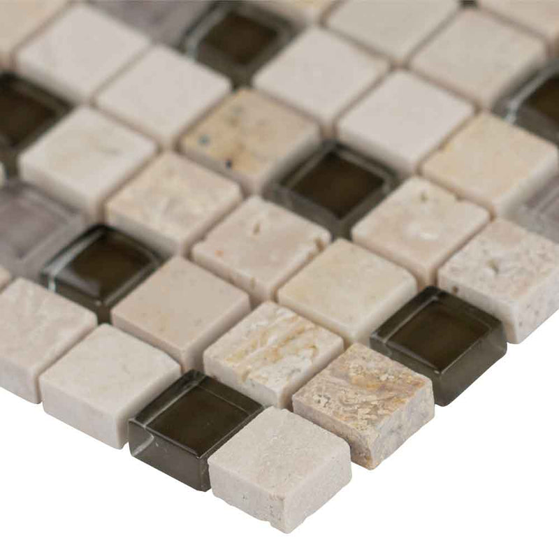 Cafe Noce Glass Stone Blend 0.625x0.625x8mm Mosaic MSI Collection THDW3-SH-CN-8MM product shot profile view