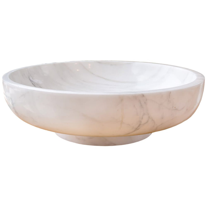 calacatta white marble vessel sink NTRVS10 D19 H6 side product view