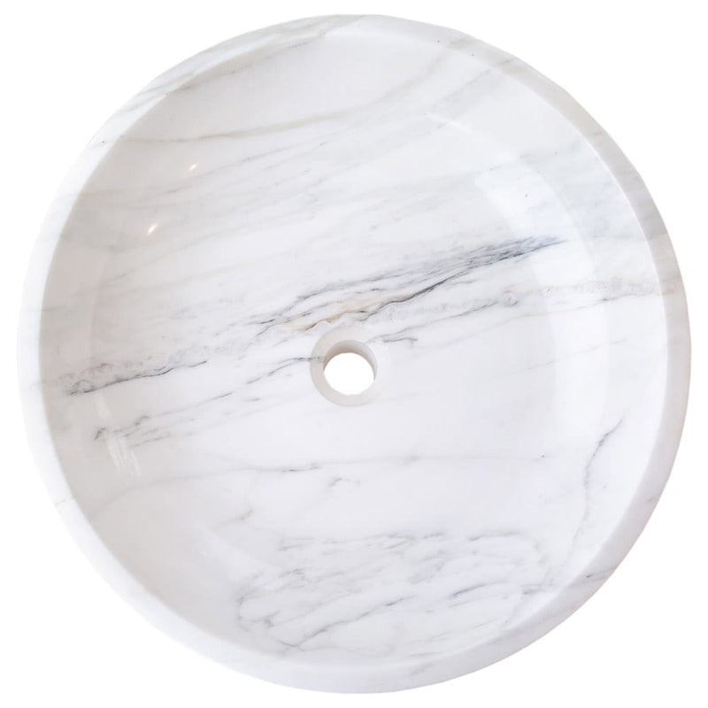 calacatta white marble vessel sink NTRVS10 D19 H6 top product view