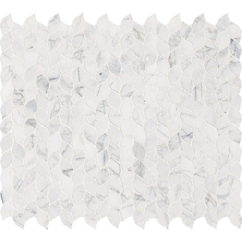 Calacatta blanco 11.62X13.38 polished marble mesh mounted mosaic tile SMOT-CALBLA-POL10MM product shot multiple tiles top view