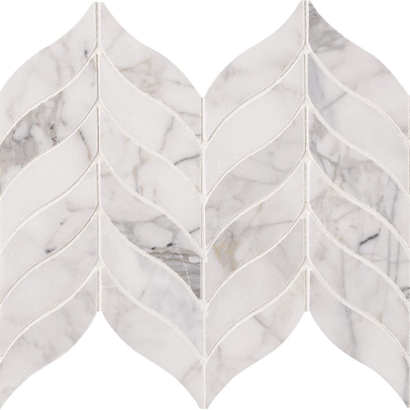 Calacatta Cressa Leaf Marble Mesh-Mounted Mosaic Tile 10"x 12" Honed - MSI Collection