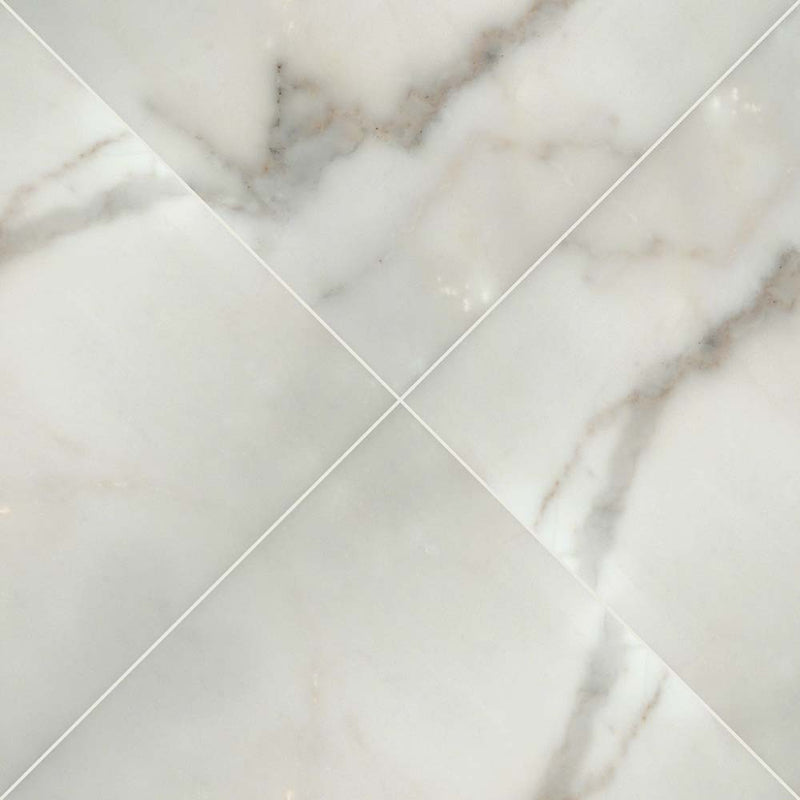 Calacatta gold 12 in x 12 in honed marble floor and wall tile TCALAGOLD1212H product shot one tile top view