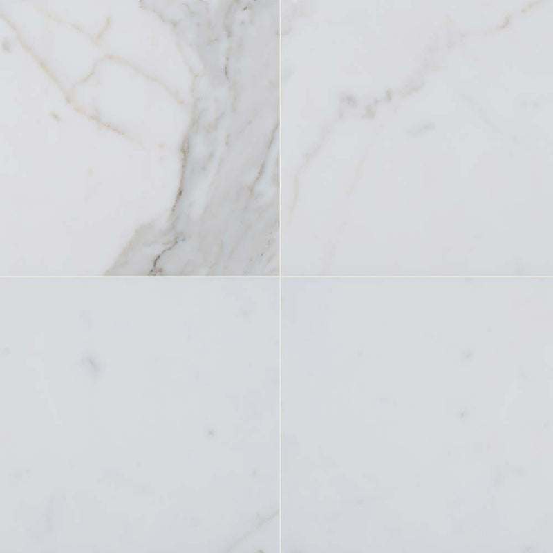 Calacatta gold 12 in x 24 in honed marble floor and wall tile TCALAGLD1224H product shot multiple tiles top view