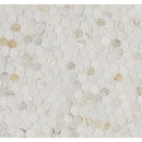 Calacatta gold hexagon 12X12 polished marble mesh mounted mosaic tile SMOT-CALAGOLD-1HEX product shot multiple tiles angle view
