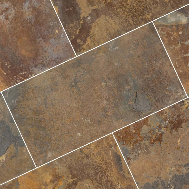 California gold 12 in x 24 in gauged slate floor and wall tile SCALGLD1224G product shot close upview