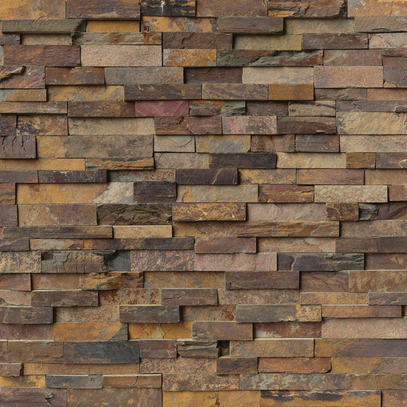 California gold splitface ledger corner 6"x18" natural slate wall tile LPNLSCALGLD618COR product shot wall tile view