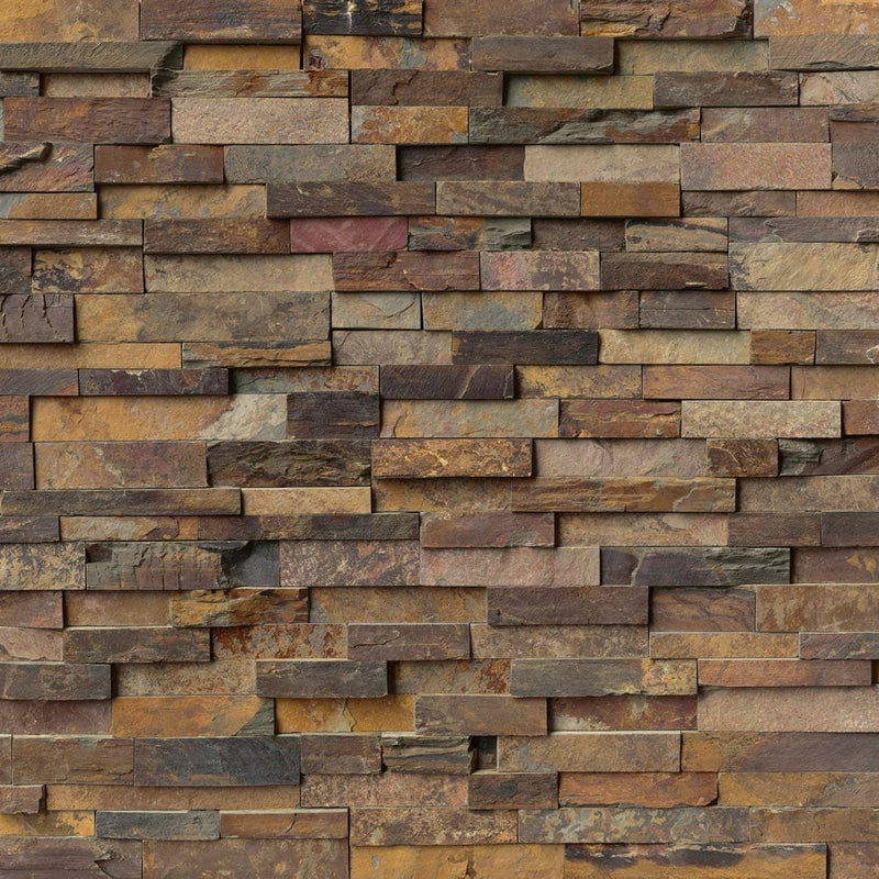 California gold splitface ledger panel 6X24 natural slate wall tile LPNLSCALGLD624 product shot multiple tiles top view