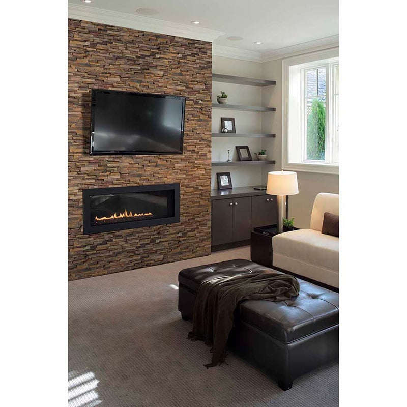 California gold splitface ledger panel 6X24 natural slate wall tile LPNLSCALGLD624 product shot room view
