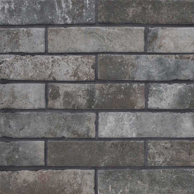 Capella charcoal brick 2 13x10 matte porcelain floor and wall tile NCAPCHABRI2X10 product shot wall view