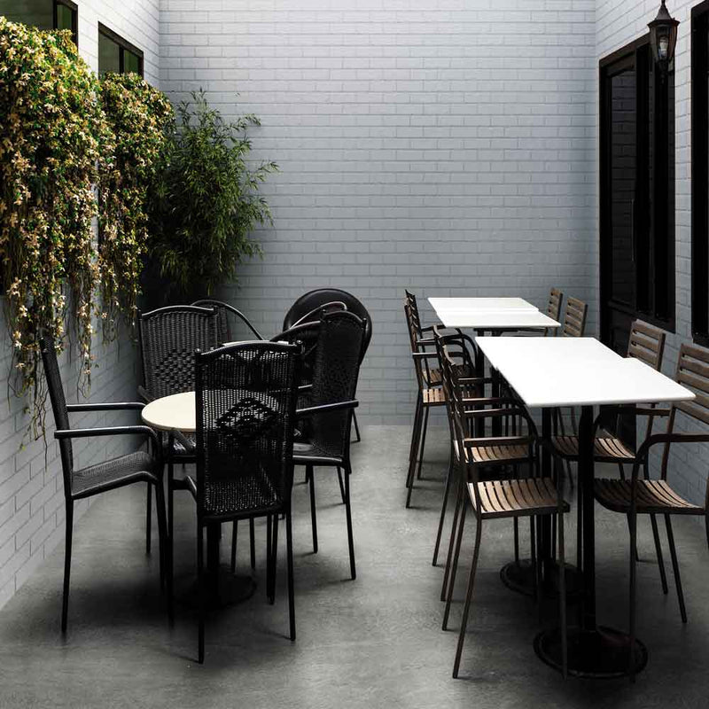 Capella fog brick 2.13x10 matte porcelain floor and wall tile NCAPFOGBRI2X10 product shot restaurant view 2