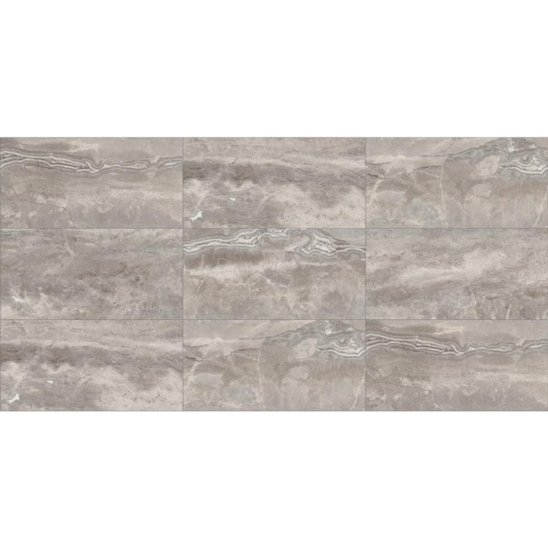 Cararra premium carrara romano greige polished porcelain floor and wall tile liberty us collection LUSIRP0412173 product shot multiple tiles top view