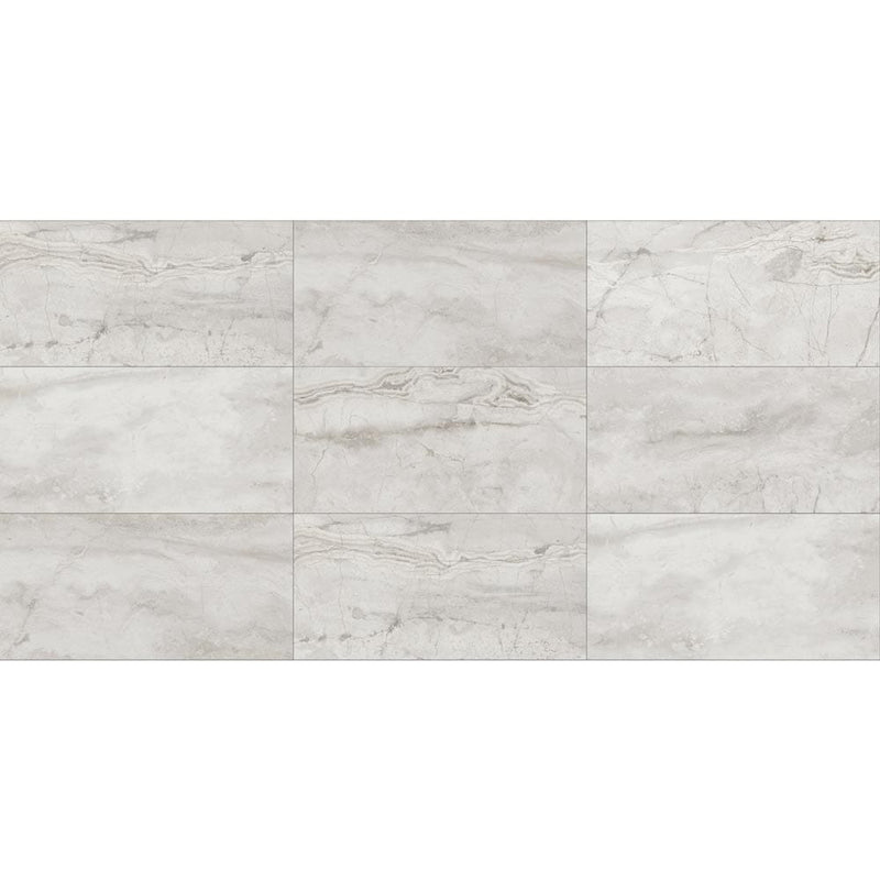 Cararra premium carrara romano white polished porcelain floor and wall tile liberty us collection LUSIRP0412174 product shot multiple tiles top view