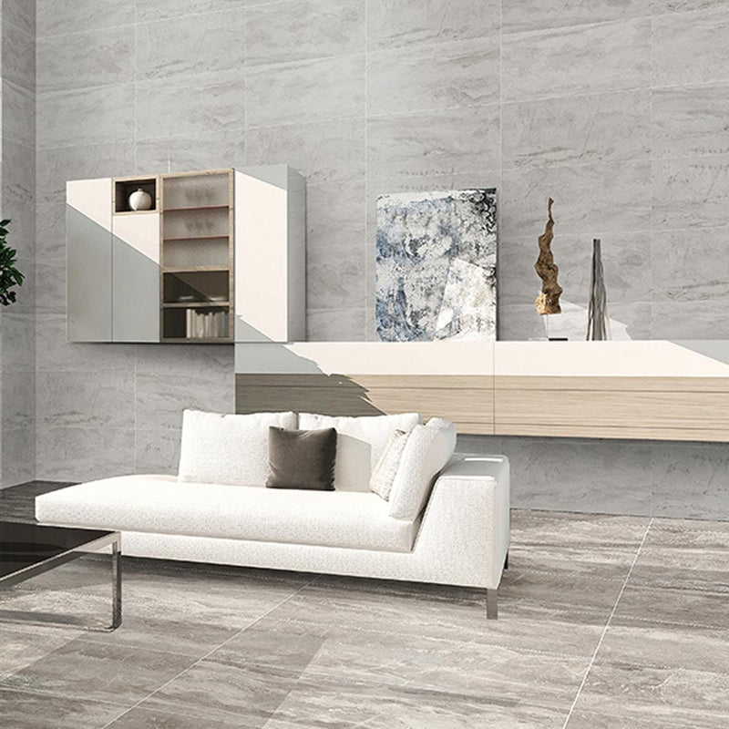 Cararra premium carrara romano white polished porcelain floor and wall tile liberty us collection LUSIRP0412174 product shot room view