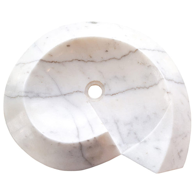 Carrara Marble Helix Shape Sink NTRVS06 W20 L23 H4 top product shot
