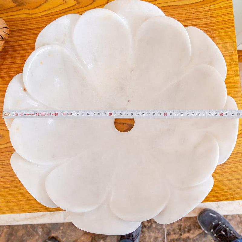 carrara white marble stone vessel flower shape sink NTRVS18 D17 H6 diameter mesure view