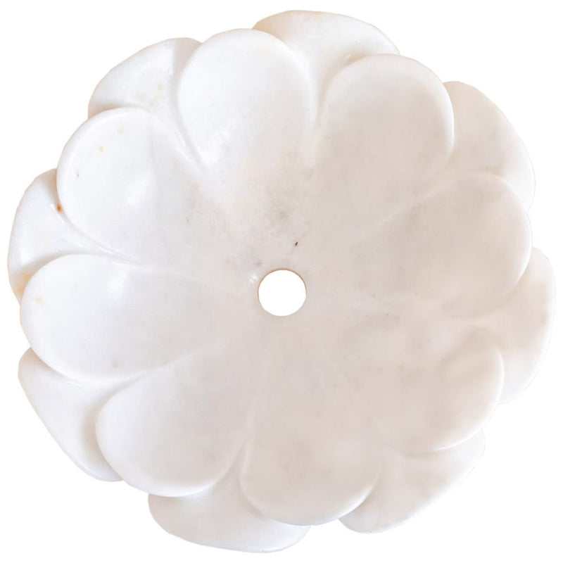 carrara white marble stone vessel flower shape sink NTRVS18 D17 H6 top view