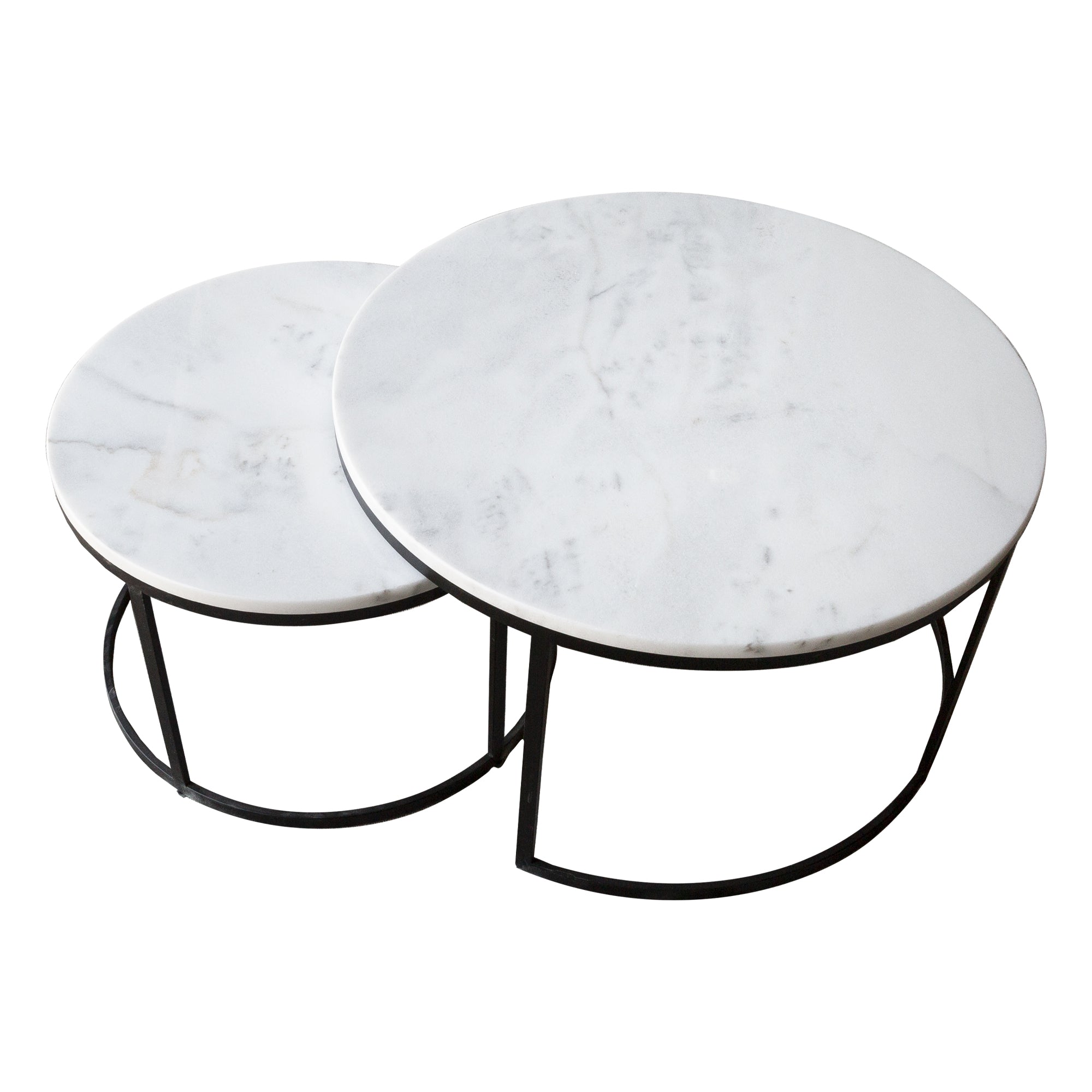 Carrara White Marble Nesting Coffee Table Set of 2 | Villohome.com