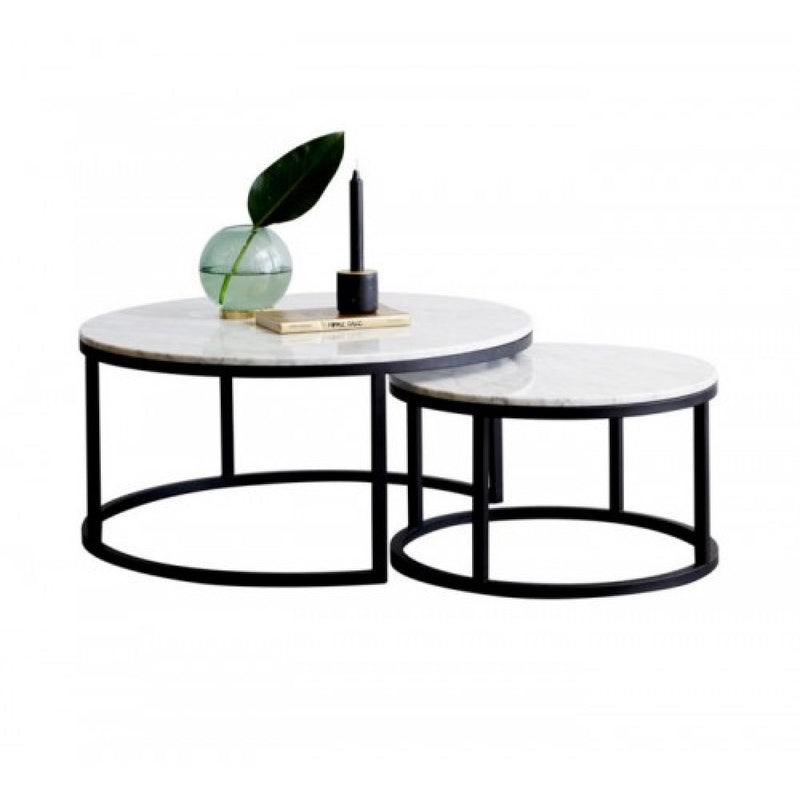 Round marble coffee online table set of 2