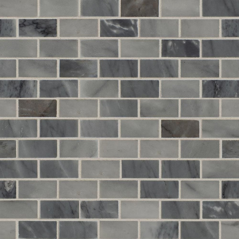 Carrara classique brick 11.81X11.81 marble mesh mounted mosaic tile SMOT-CAR-1X2H product shot multiple tiles top view