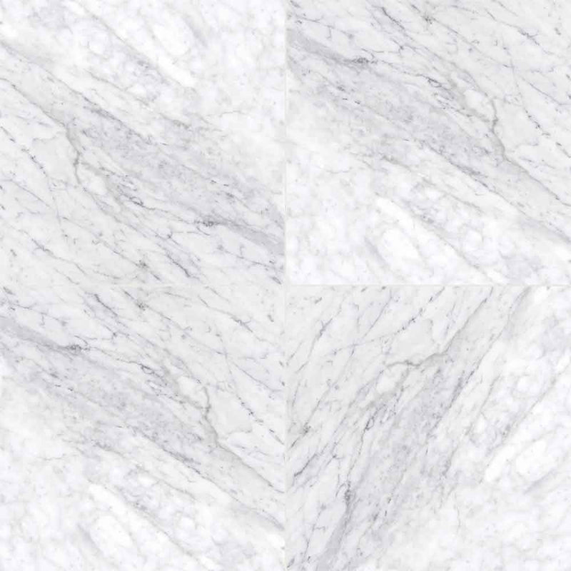 Carrara white 12 in x 12 in honed marble floor and wall tile TCARRWHT1212H product shot angle view