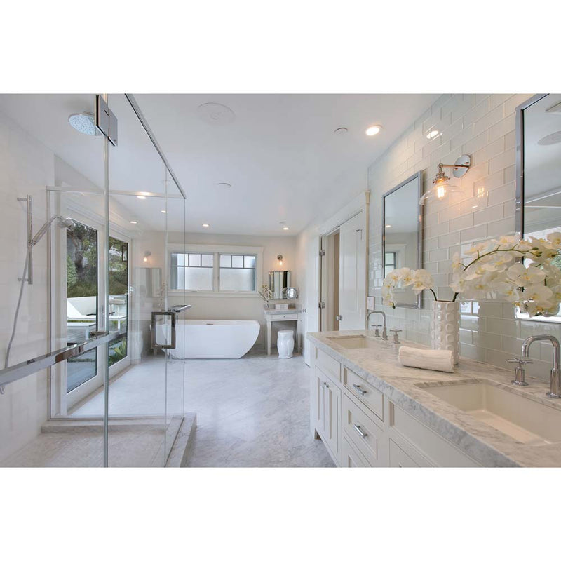 Carrara white 12 in x 24 in polished marble floor and wall tile TCARRWHT1224 product shot tile bathroom view