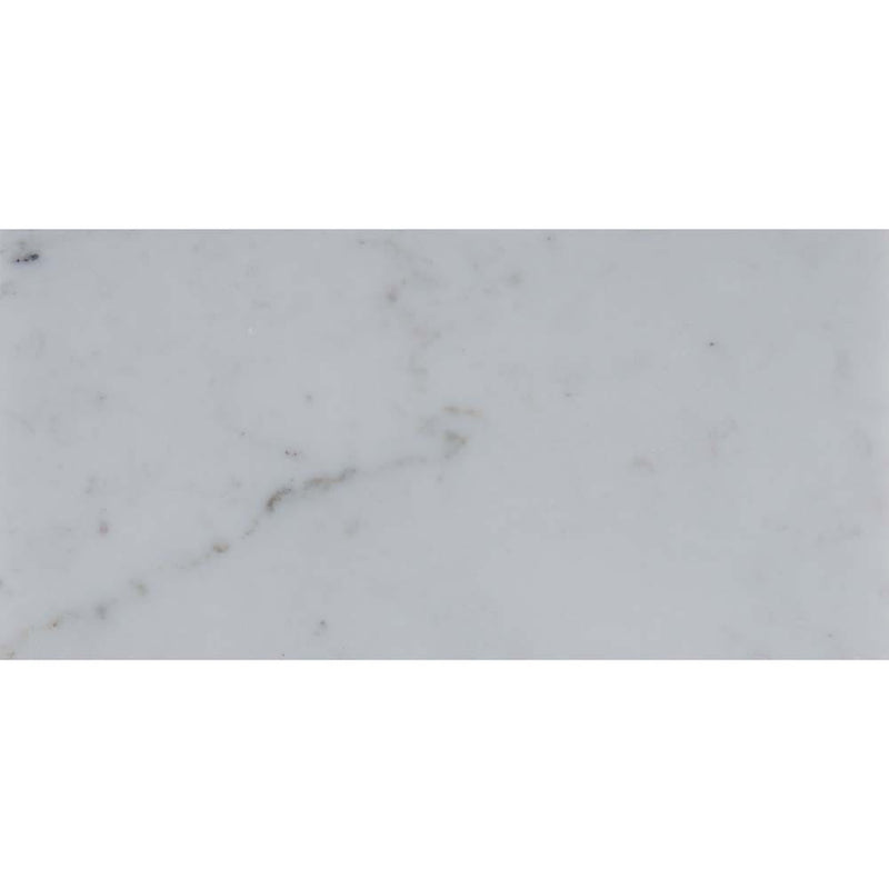 Carrara white 3 in x 6 in polished marble floor and wall tile TCARWHT36P product shot one tile top view