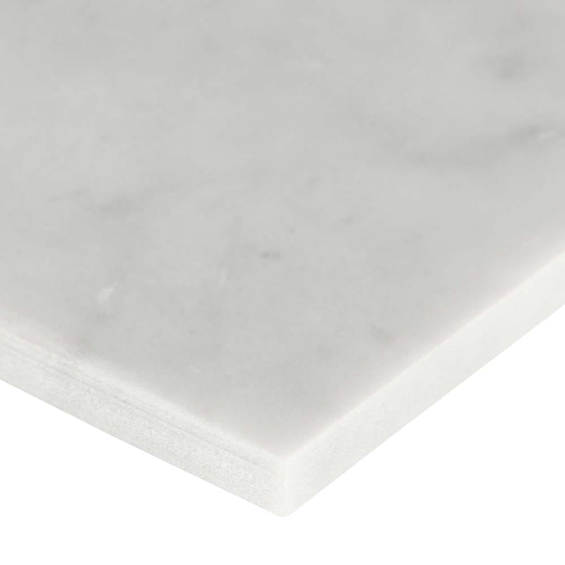 Carrara white 4 in x 12 in honed marble floor and wall tile TCARWHT412H product shot tile profile view