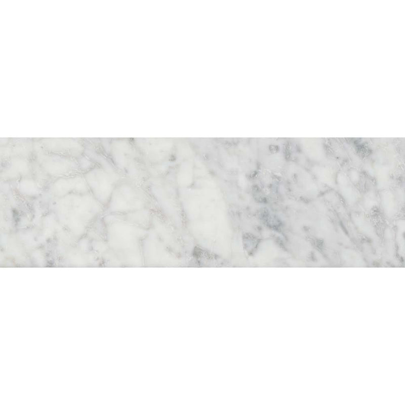 Carrara white 4 in x 12 in polished marble floor and wall tile TCARWHT412P product shot one tile top view