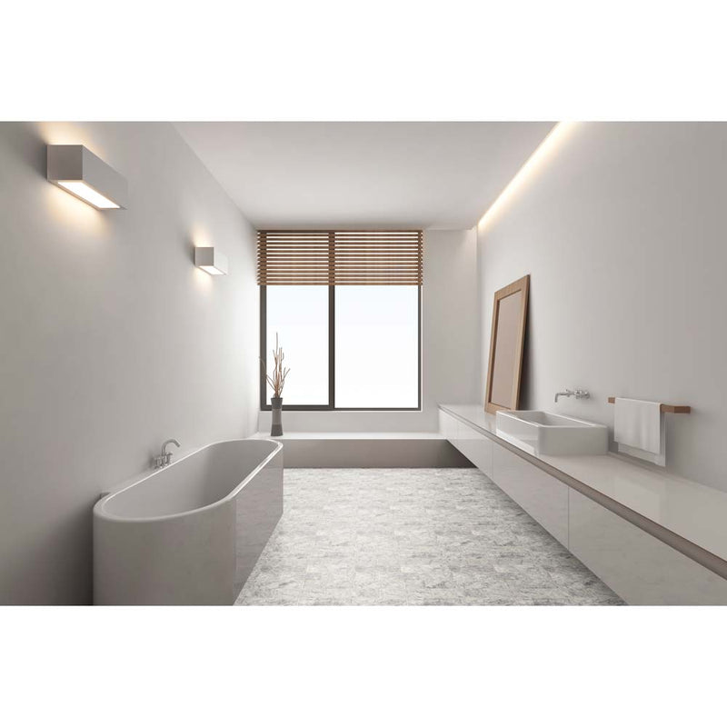 Carrara white 4 in x 12 in polished marble floor and wall tile TCARWHT412P product shot tile bathroom view