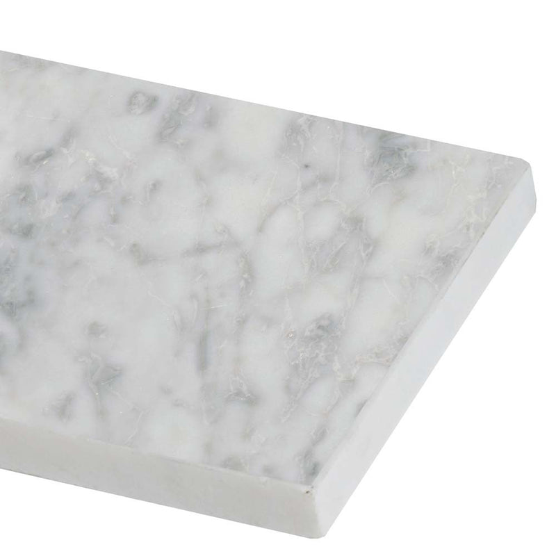 Carrara white 4 in x 12 in polished marble floor and wall tile TCARWHT412P product shot tile profile view