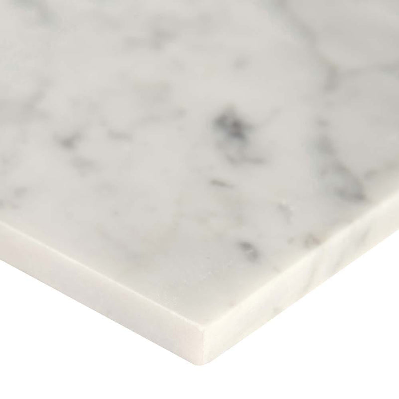 Carrara white 6 in x 12 in polished marble floor and wall tile TCARWHT612P product shot tile profile view