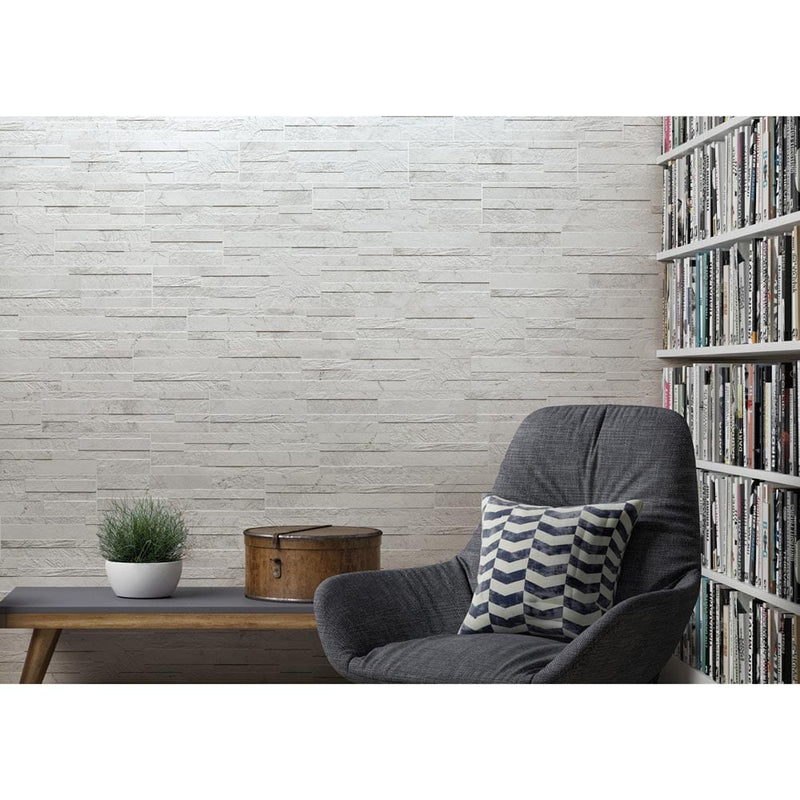 Carrara white ledger panel 6x24 glazed porcelain wall tile msi collection NCARWHI6X24 product shot wall view