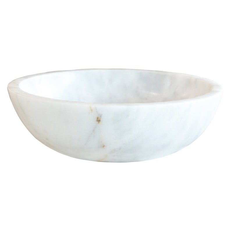 Carrara White Marble Above Vanity Bathroom Vessel Sink Polished (D)16" (H)6" product shot side view