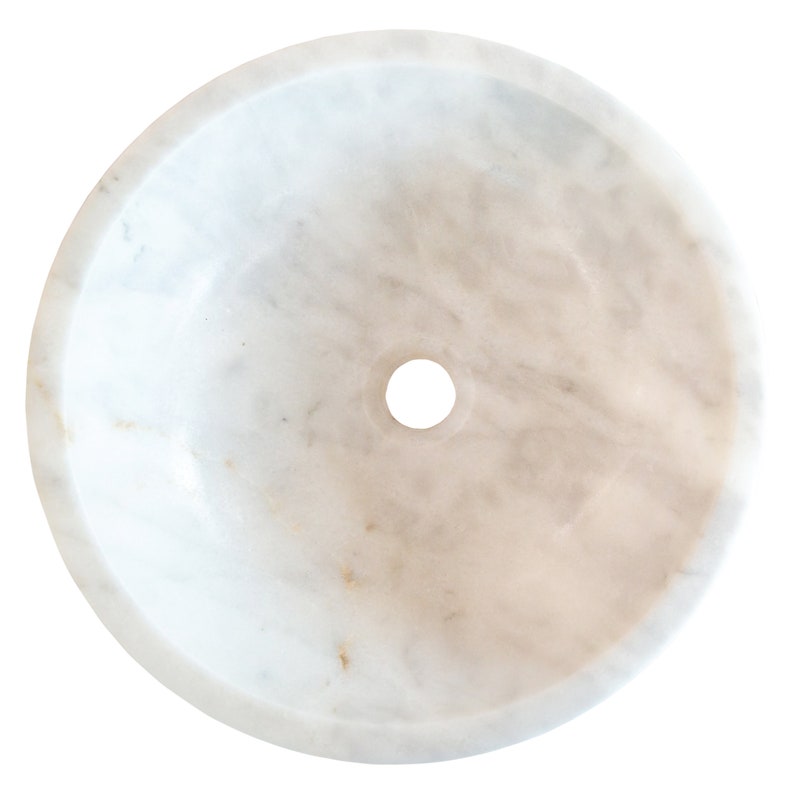 Carrara White Marble Above Vanity Bathroom Vessel Sink Polished (D)16" (H)6" product shot top view