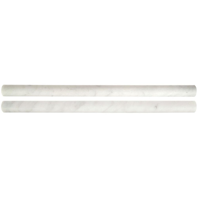 Carrara white pencil molding 0.75x12 honed marble wall tile SMOT-PENCIL-CARH product shot multiple tiles top view molding