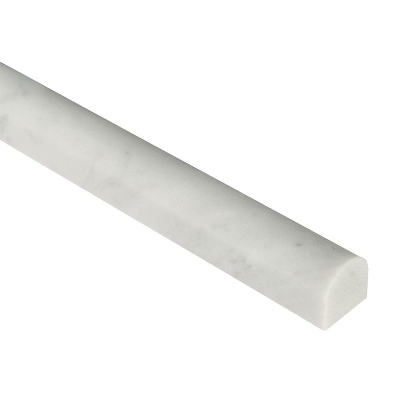 Carrara white pencil molding 0.75x12 honed marble wall tile SMOT-PENCIL-CARH product shot profile view