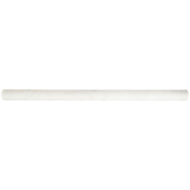 Carrara white pencil molding 0.75x12 honed marble wall tile SMOT-PENCIL-CARH product shot single tile top view molding