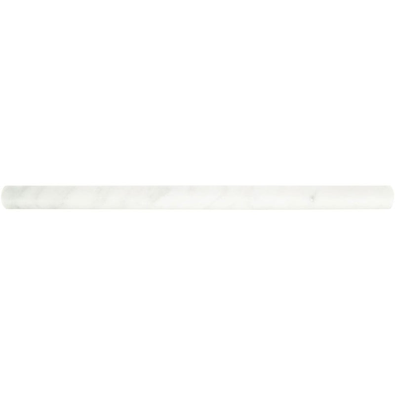 Carrara white pencil molding 0.75x12 honed marble wall tile SMOT-PENCIL-CARH single tile top view pattern 1 molding
