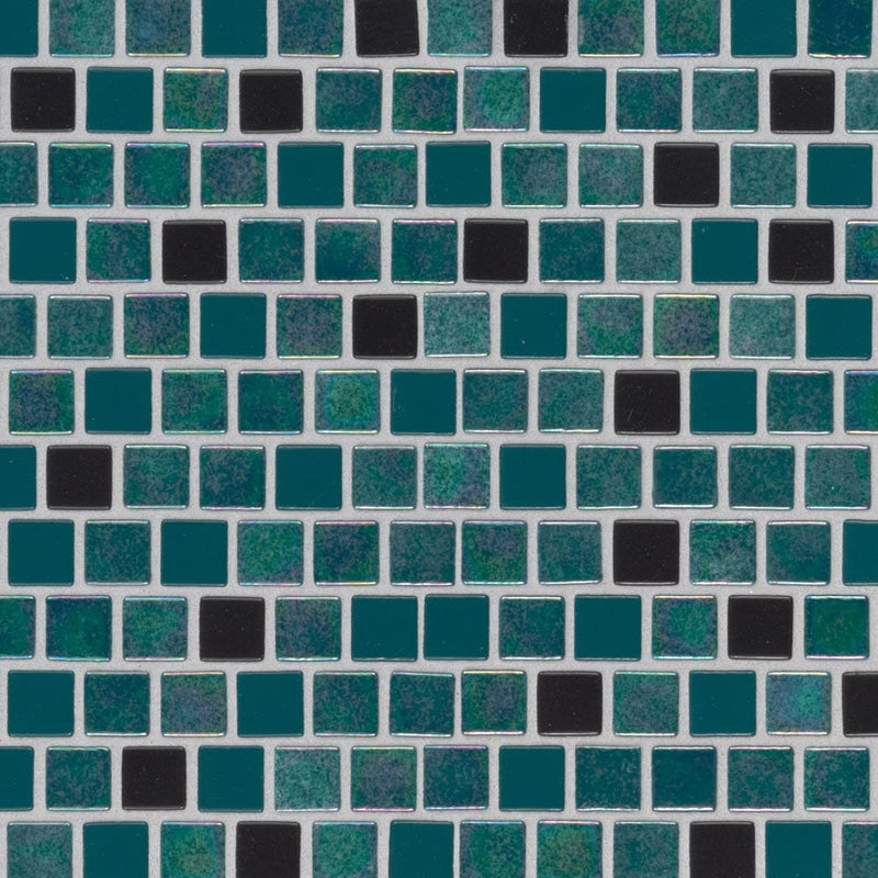 Carribean mermaid 11.81X11.81 glass mesh mounted mosaic tile SMOT-GLSB-CARMER4MM product shot multiple tiles close up view