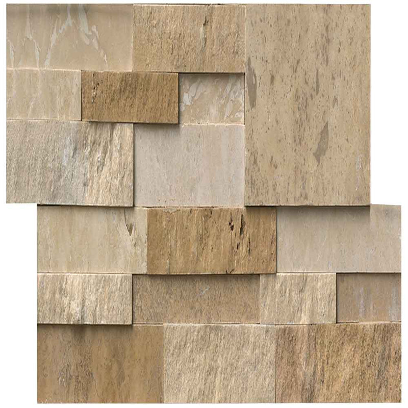 Casa blend 3d ledger panel 6x24 multi finish travertine wall tile LPNLTCASBLE624-MULTI product shot top view