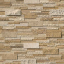 Casa blend 3d multi finish ledger corner 6x18 natural travertine wall tile LPNLTCASBLE618COR-MULTI product shot wall view
