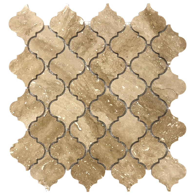 Casablanca patara travertine mosaic on 12x12 mesh product shot top view