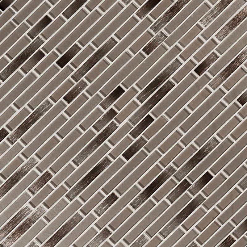 Champagne blend interlocking 11.75X12 glass mesh mounted mosaic tile SMOT-GLSIL-CHABLE6MM product shot multiple tiles angle view
