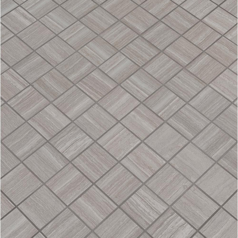 Charisma silver 12X12 ceramic mesh monted mosaic tile NCHASIL2X2 product shot multiple tiles angle view