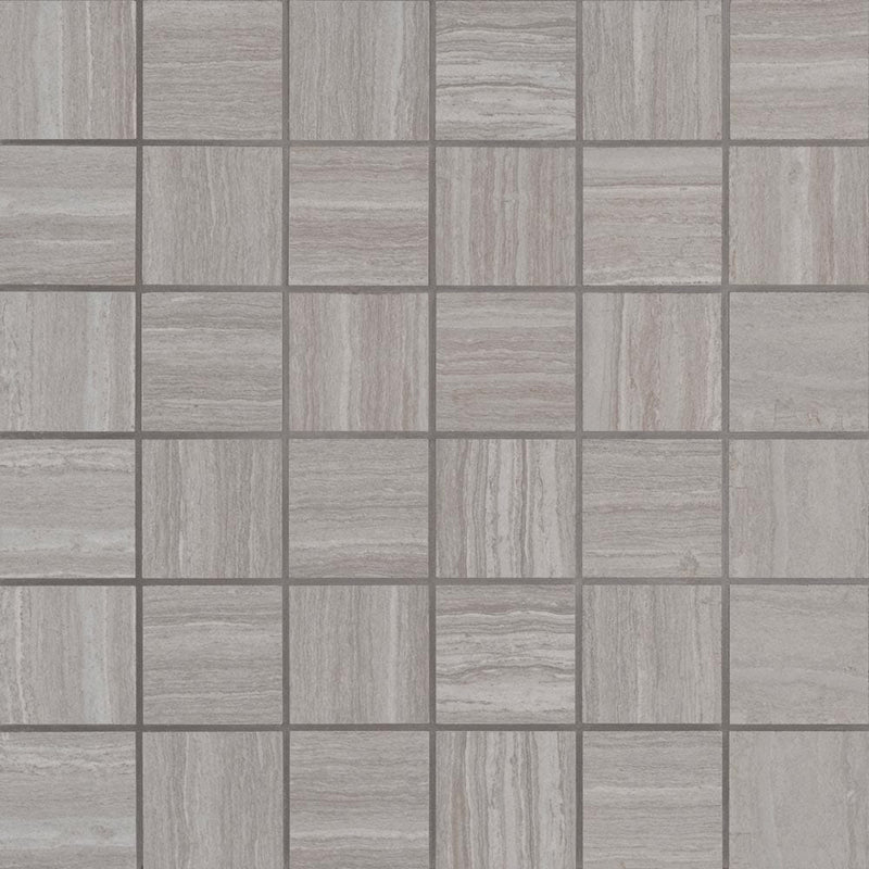 Charisma silver 12X12 ceramic mesh monted mosaic tile NCHASIL2X2 product shot multiple tiles close up view