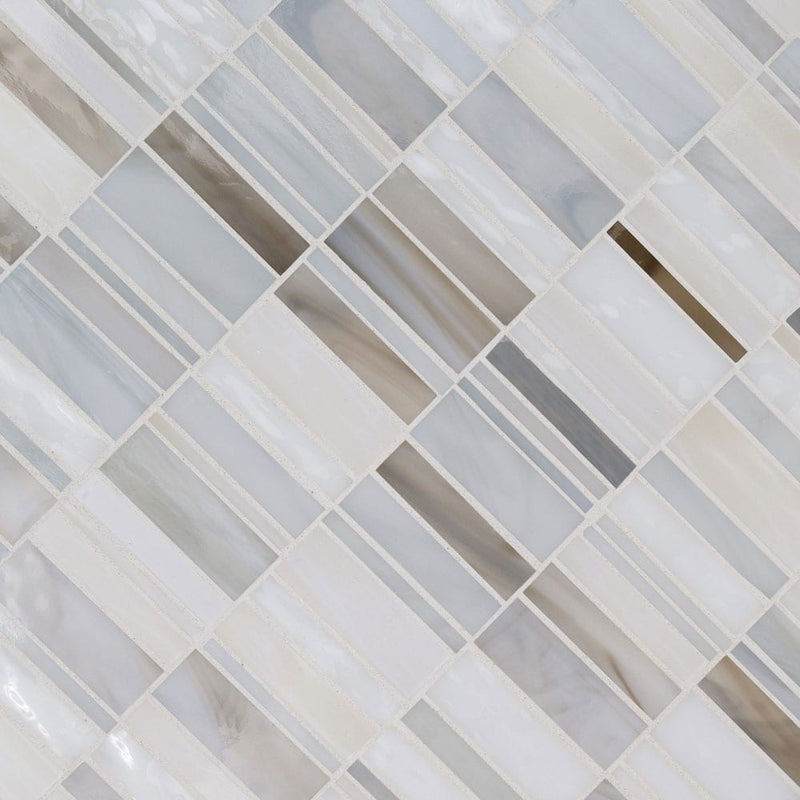 Citi stax greige 12"x12" film face glass mosaic wall tile SMOT-GLSB-CISTGRE3MM product shot angle view 2