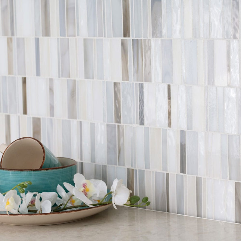 Citi stax greige 12"x12" film face glass mosaic wall tile SMOT-GLSB-CISTGRE3MM product shot room view 2